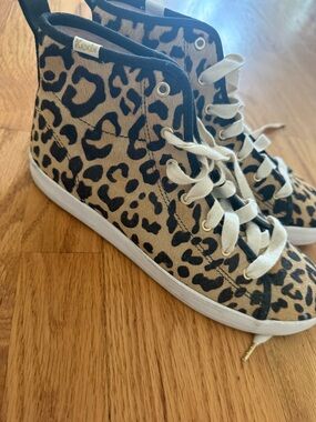 Kate Spade for Keds High-Top Sneaker - Leopard Print Tan/Black Size 8 womens